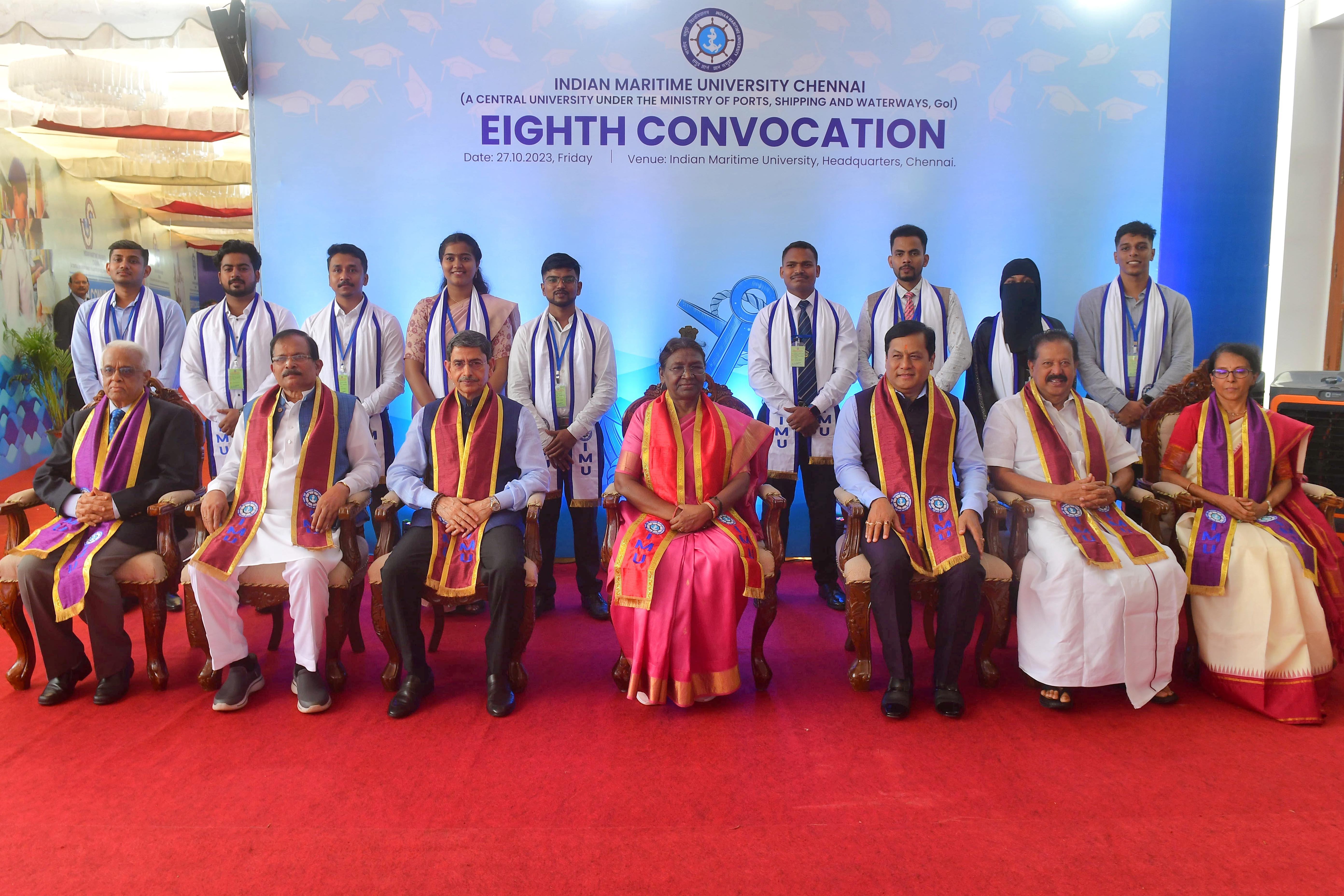 The President of India, Smt Droupadi Murmu graced and addressed the 8th convocation of Indian Maritime University at Chennai, Tamil Nadu on October 27, 2023.